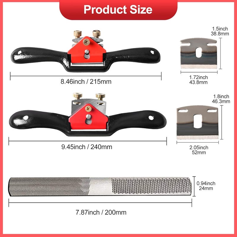 Klmnduo Adjustable Spokeshave Set 2pcs SpokeShave 4pcs Metal Blade and 4-Way Wood Rasp File, Manual Planer with Flat Base, Perfect for Planing, Trimming, Woodworking, Deburring Tools - Image 4